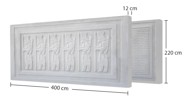دیوار پیش ساخته بتنی طرح سرباز هخامنشی دو طرف نما - اندازه